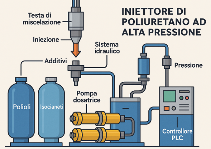 Macchina per lo stampaggio a iniezione del poliuretano ad alta pressione di progettazione digitale